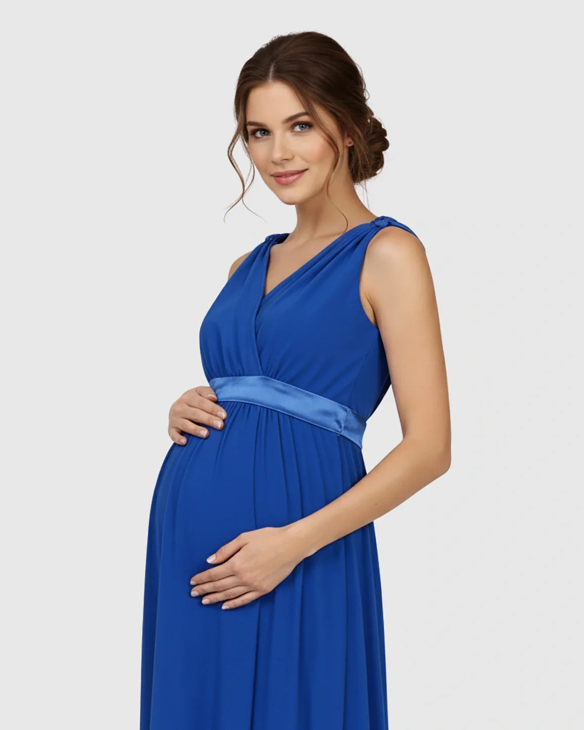 The Comfort Collection: Fitted-Waist V-Neck Maternity Dress