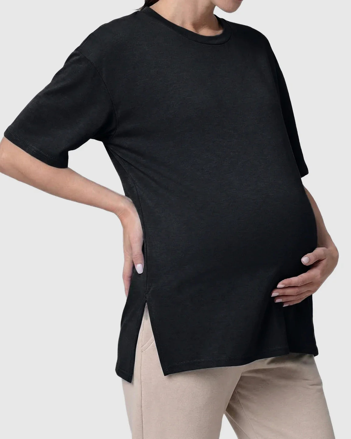 Bump Society – The Nursing Collection: Zipper Slits Casual Maternity Nursing T Shirt