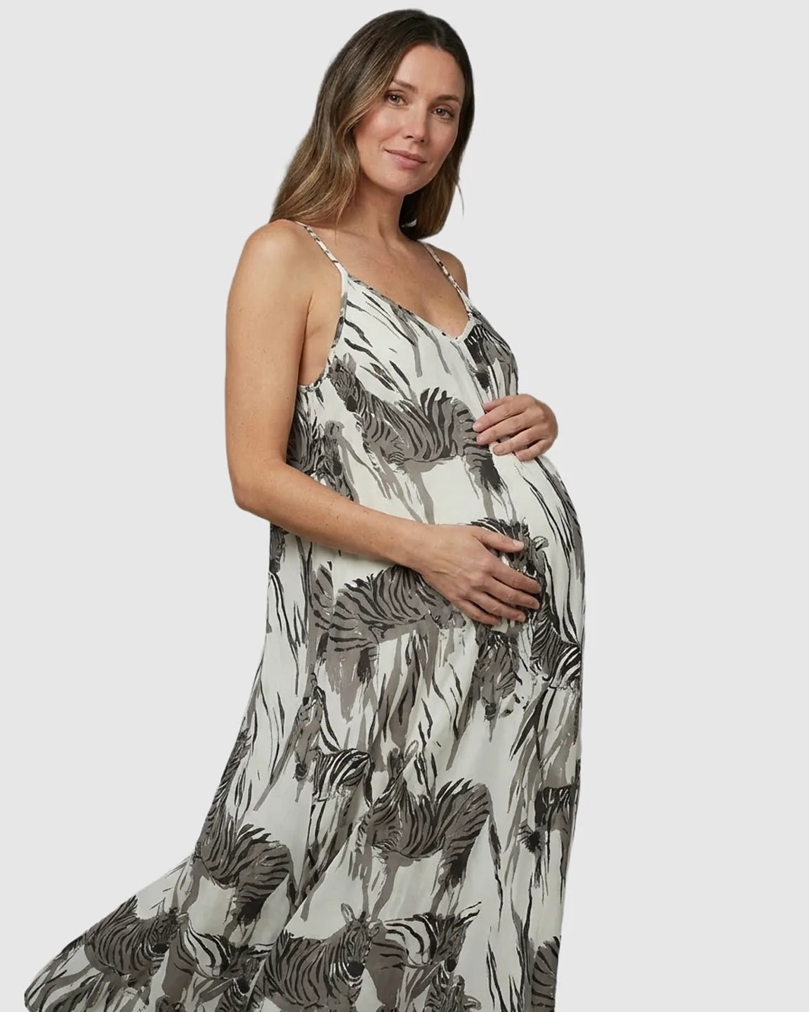 Bump Society – The Comfort Collection: Open-Back Pocketed Babydoll Maternity Maxi Dress
