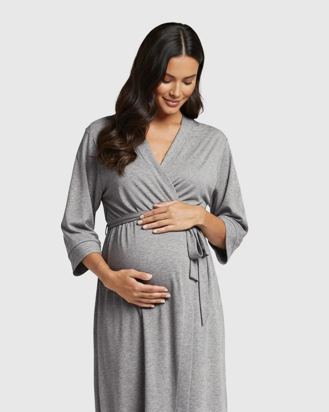 Bump Society – The Comfort Collection: Soft Knit Mid Length Sleeves Maternity Postpartum Robe