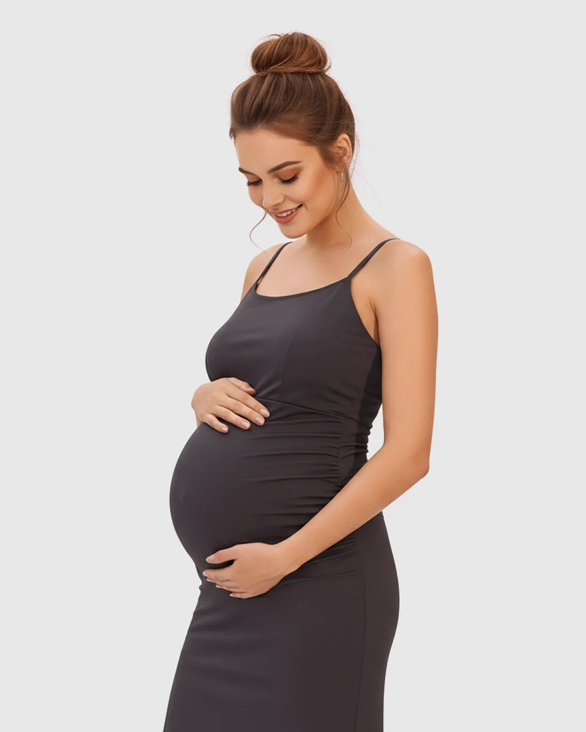 Bump Society – The Comfort Collection: Spaghetti Strap Bodycon Maternity Maxi Dress