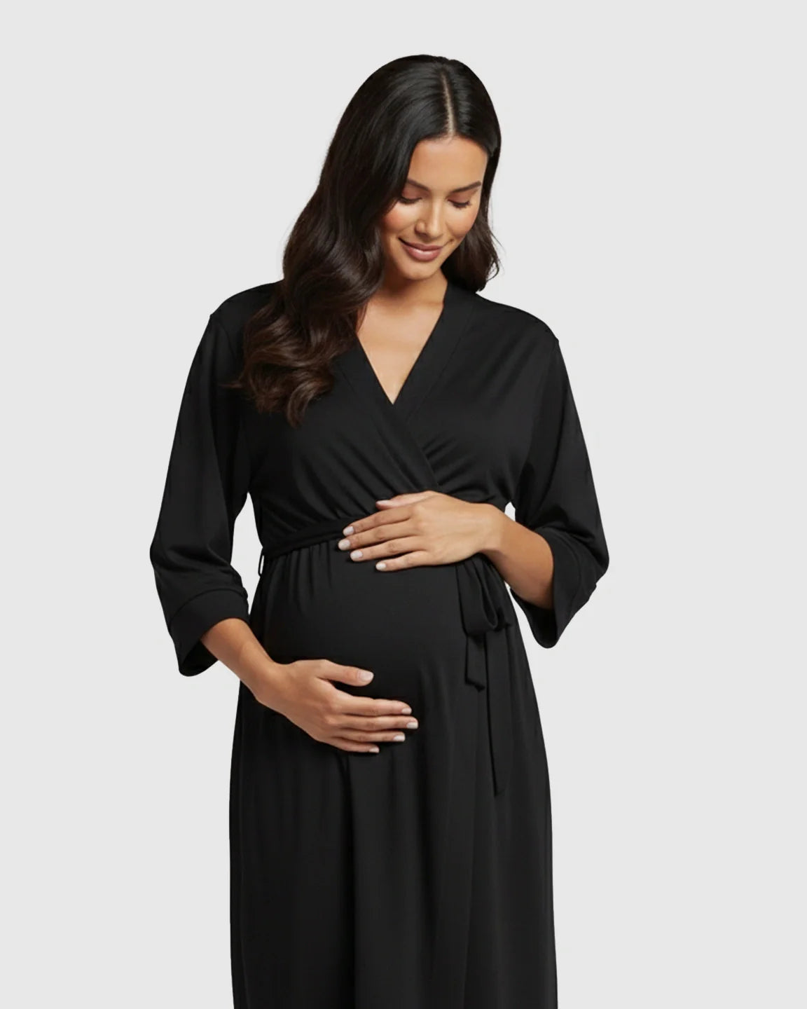 Bump Society – The Comfort Collection: Soft Knit Mid Length Sleeves Maternity Postpartum Robe