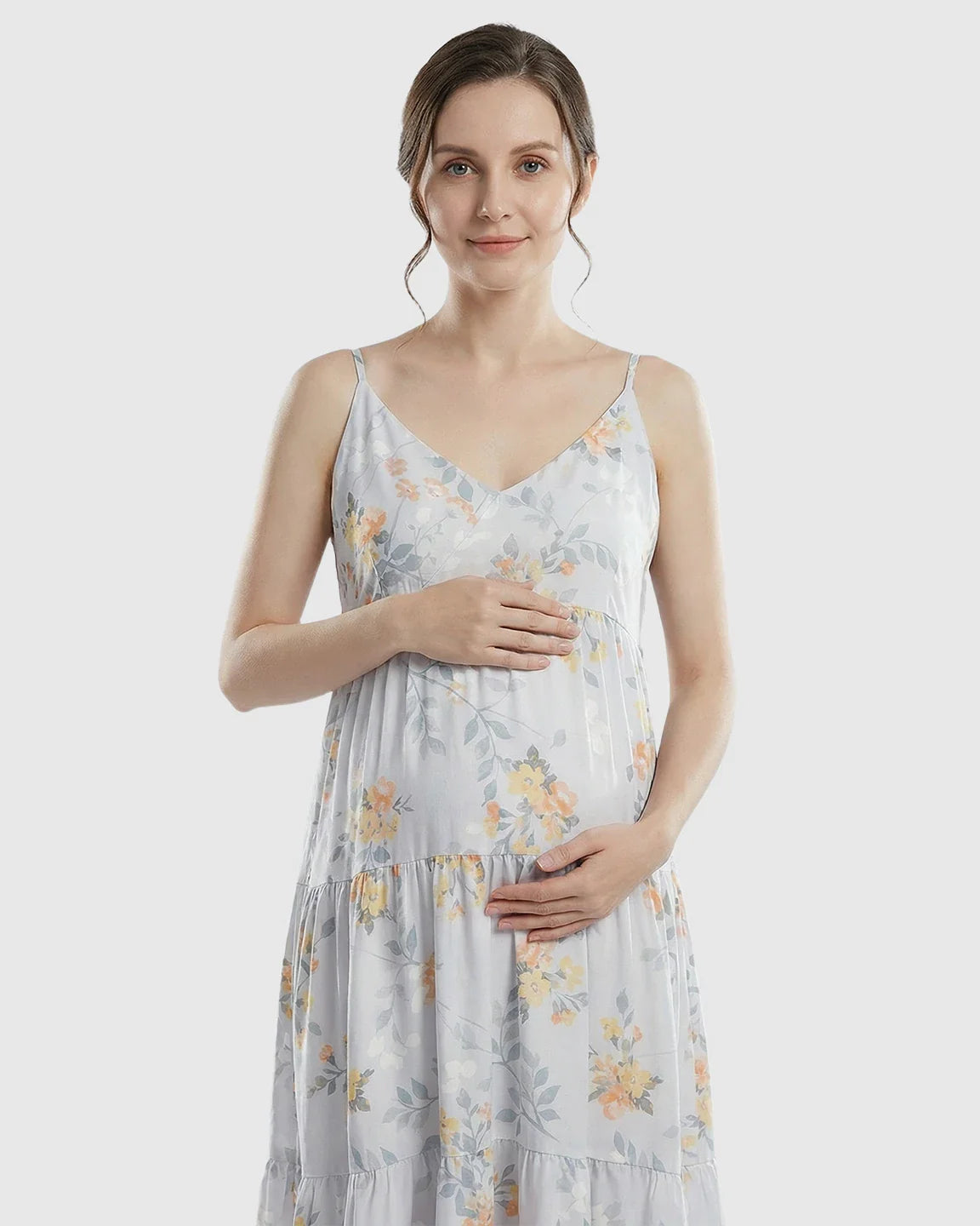 Bump Society – The Comfort Collection: Floral Print Loose Fit Maternity Midi Dress