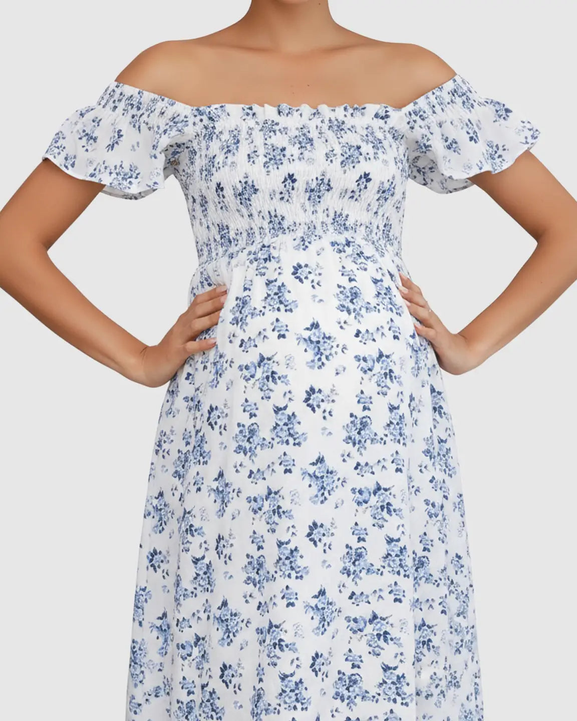 Bump Society – The Comfort Collection: Smocked Bodice Romantic Maternity Dress