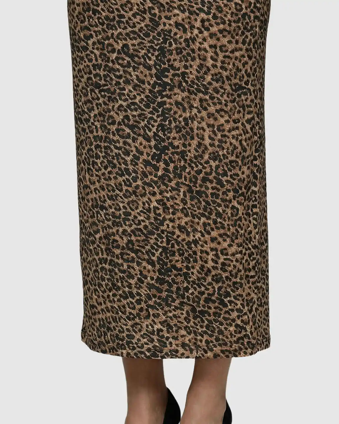 Bump Society – The Comfort Collection: Leopard Print Bodycon Maternity Maxi Dress
