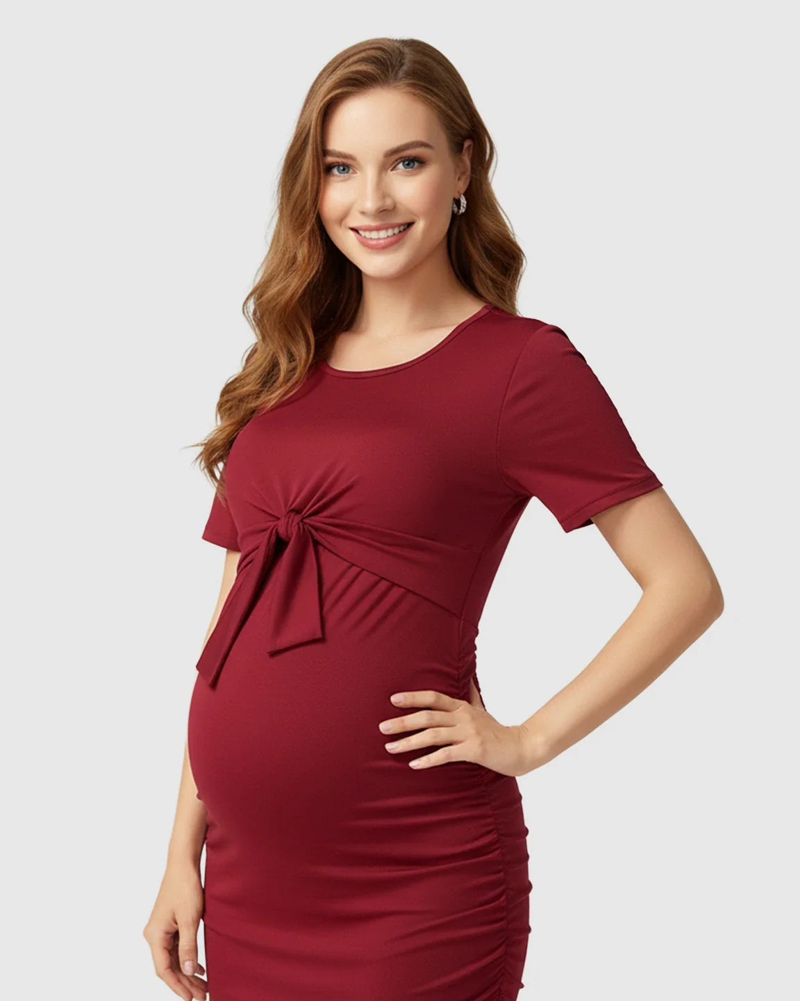 Bump Society – The Nursing Collection: Tie-Front Fitted Bodycon Maternity & Nursing Dress