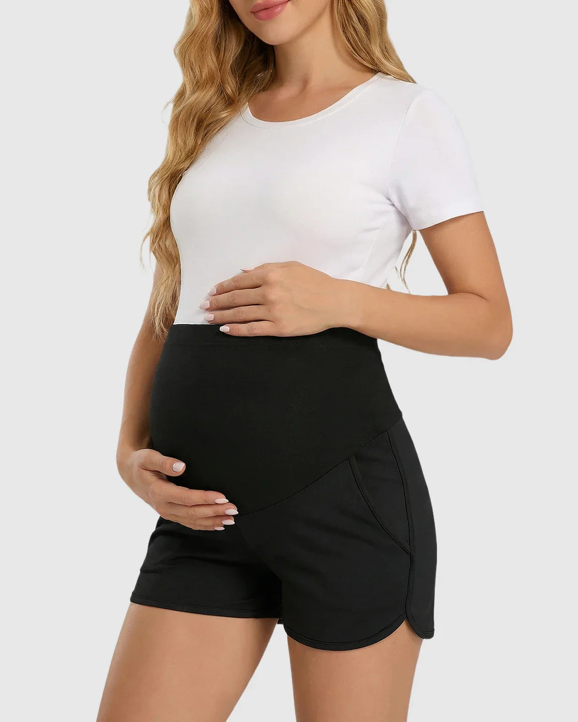 Bump Society – The Comfort Collection: Contrast Trim Sporty Maternity Shorts
