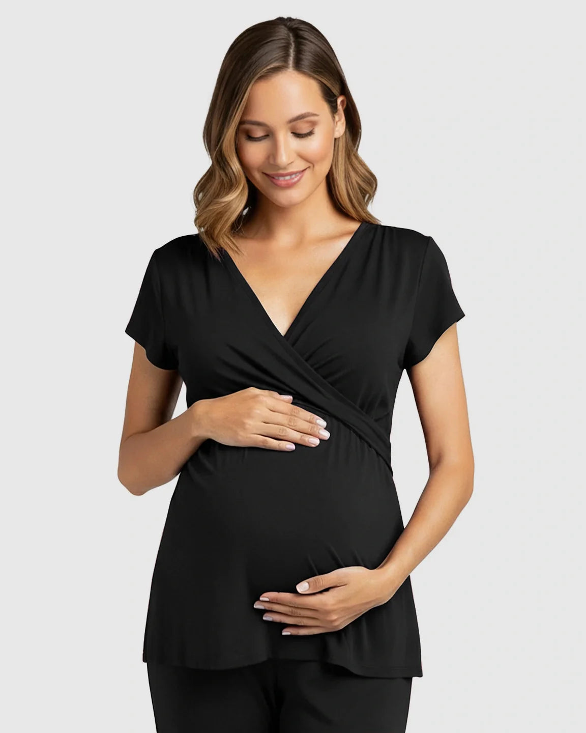 Bump Society – The Nursing Collection: Wrap V Neck Maternity Nursing Loungewear Set
