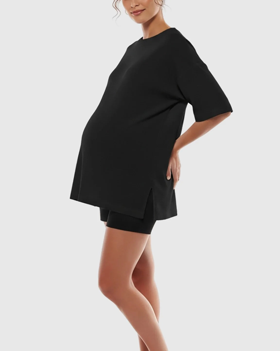 Bump Society – The Comfort Collection: Short Puff Sleeve Casual Maternity Maxi Dress