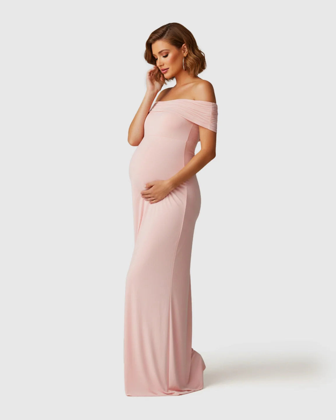 Bump Society – The Comfort Collection: Off-Shoulder Mermaid Maternity Photoshoot Dress