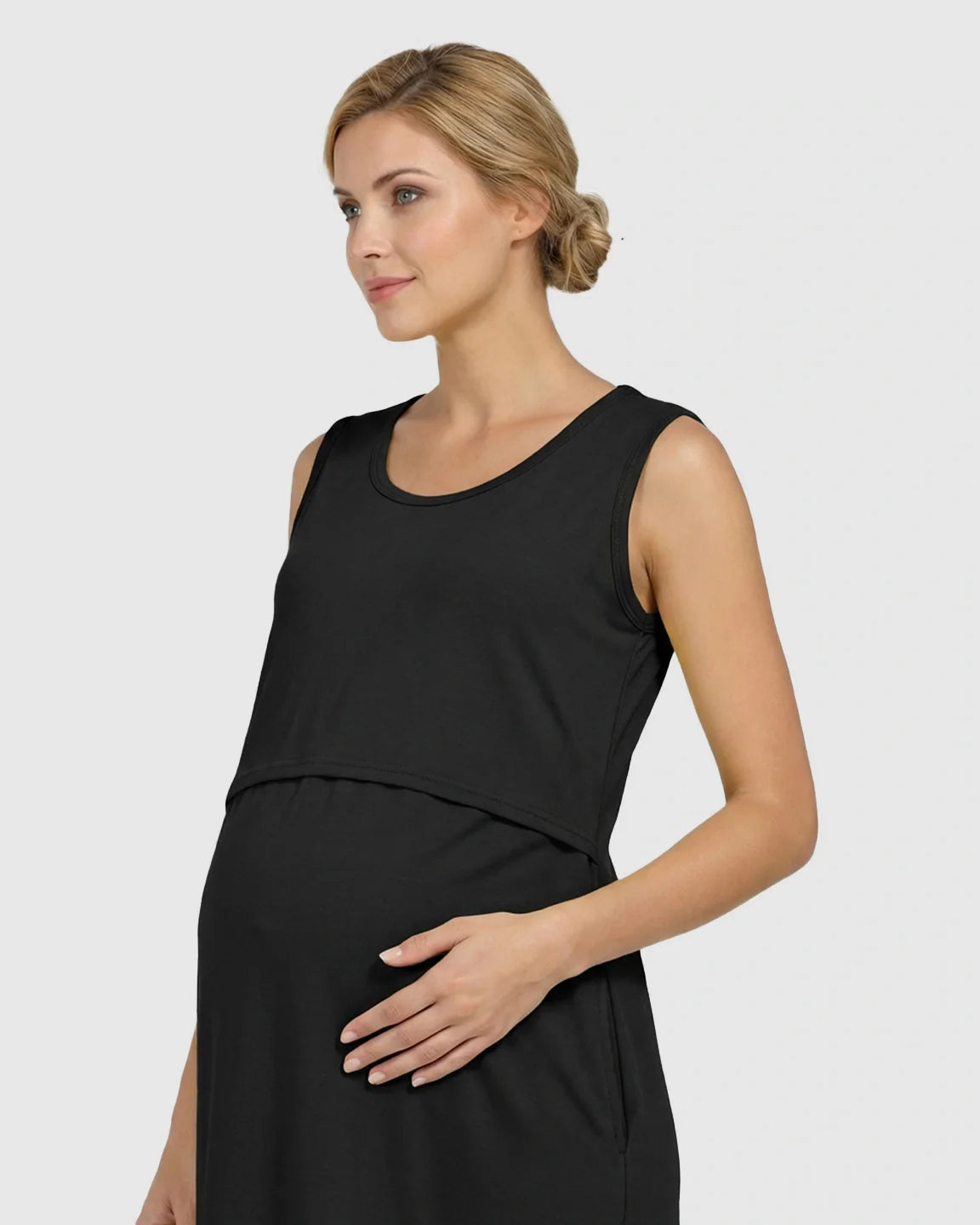 Bump Society – The Nursing Collection: Sleeveless High-Waisted Maternity & Nursing Dress