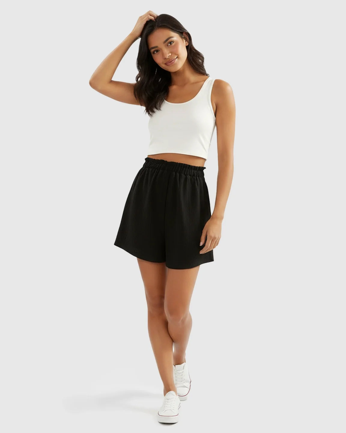 Bump Society – The Comfort Collection: High-Waist Pocketed Maternity Paperbag Shorts