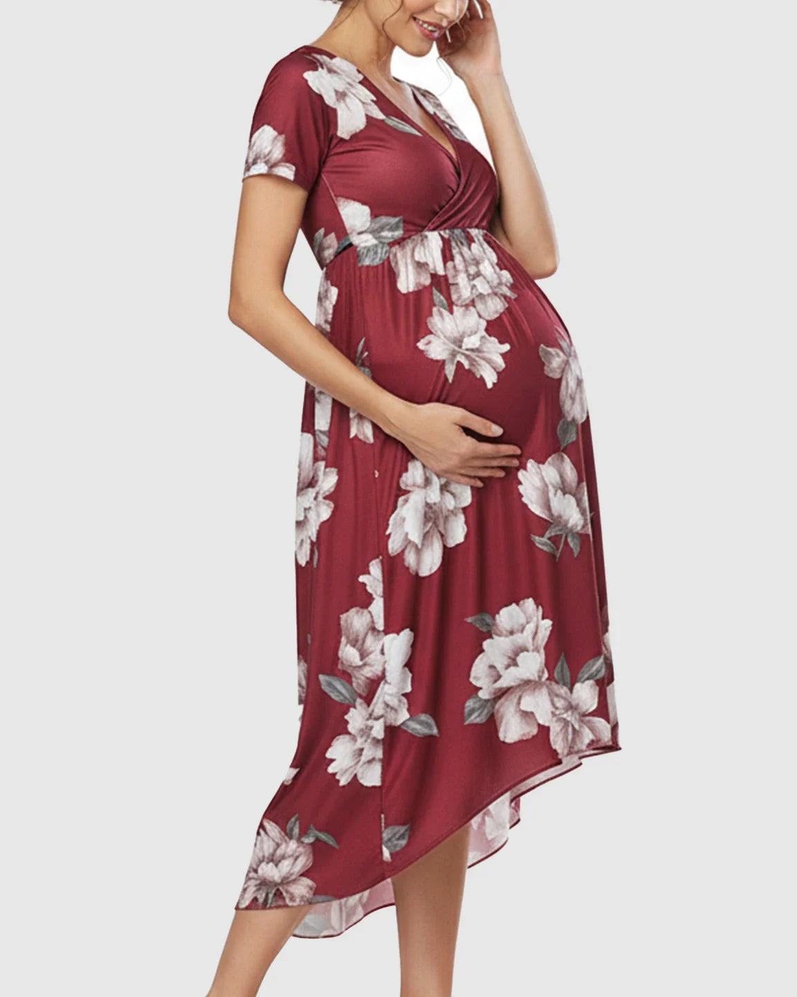 Bump Society – The Comfort Collection: Floral Print Wrap Skirt Maternity Maxi Dress