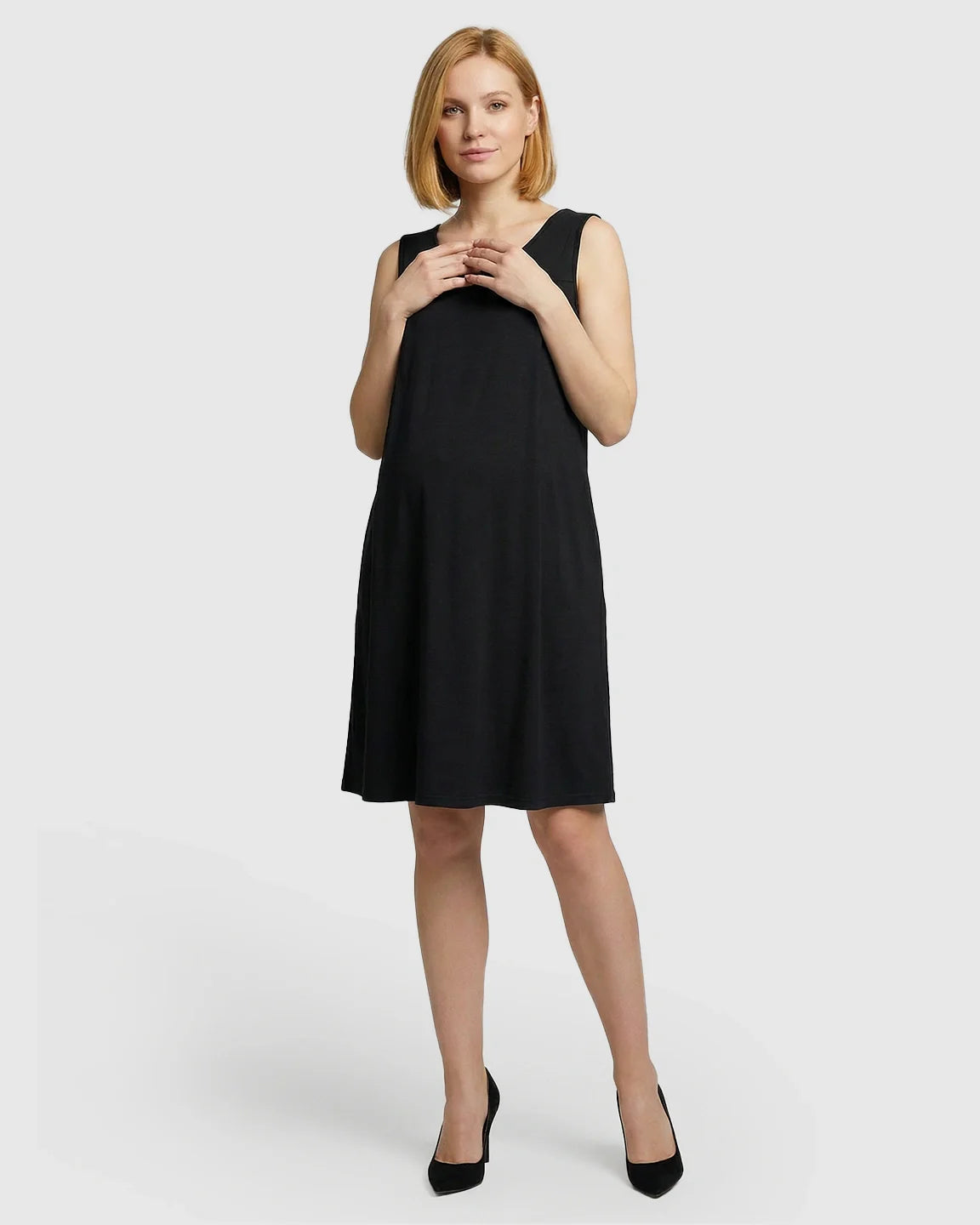 Bump Society – The Nursing Collection: Discreet Nursing Opening Casual Maternity Midi Dress