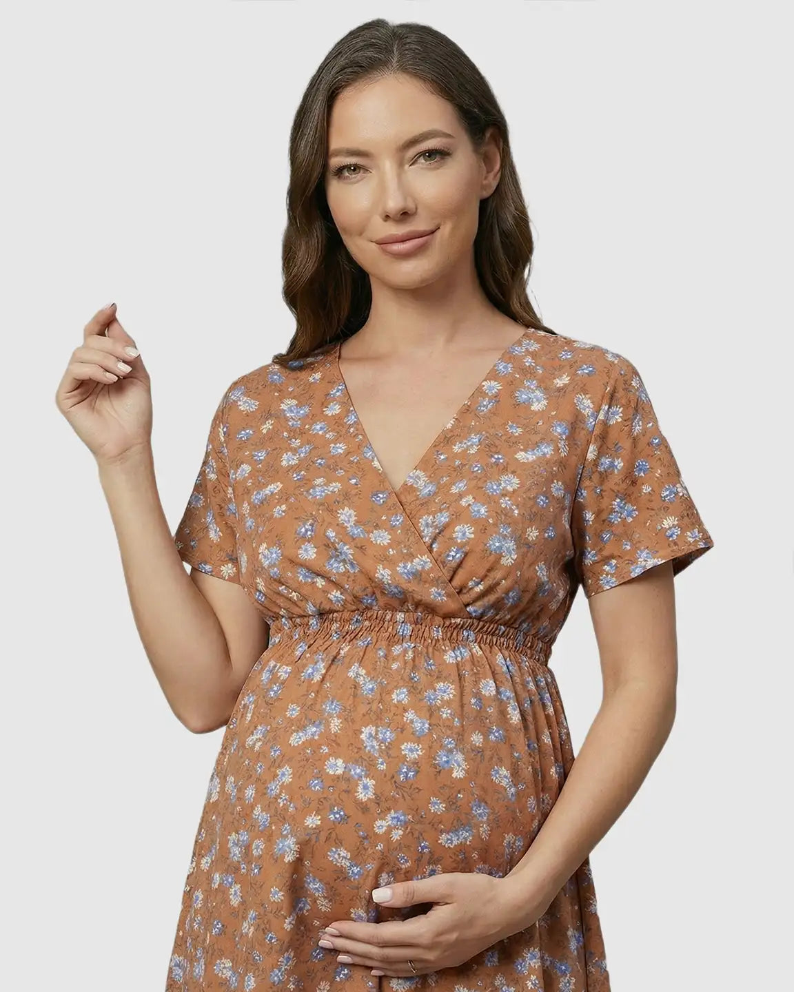 Bump Society – The Comfort Collection: Stretch-Waist A-Line Maternity Midi Dress