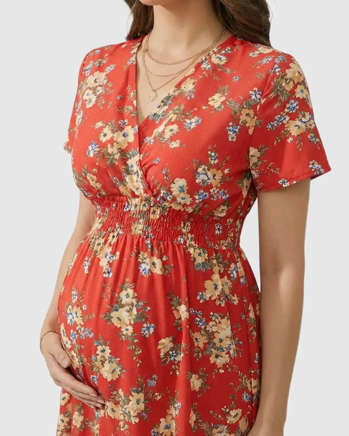Bump Society – The Comfort Collection: Stretch-Waist A-Line Maternity Midi Dress