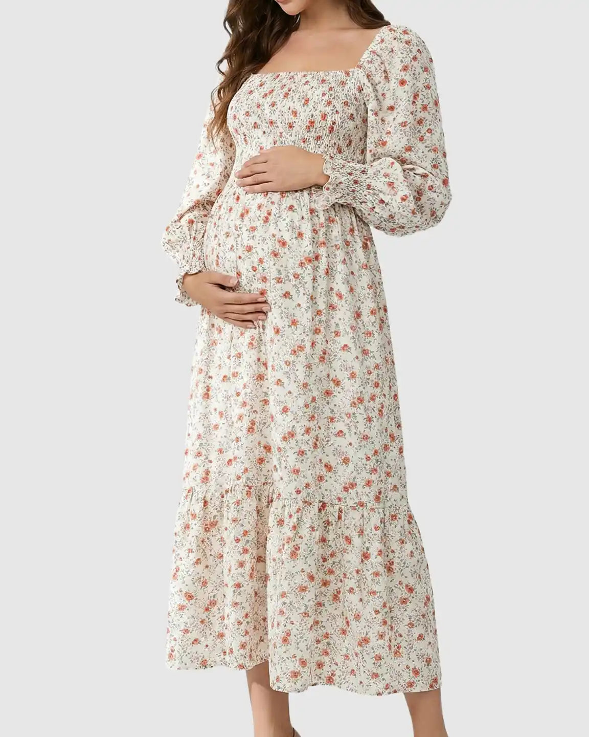 Bump Society – The Comfort Collection: Smocked Boho Style Maternity Midi Dress