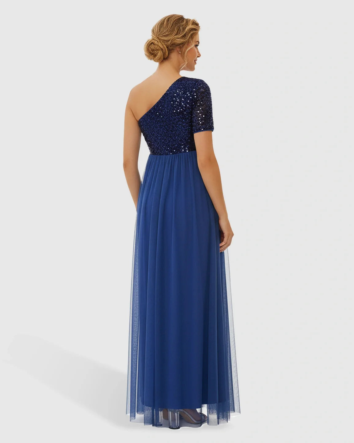 Bump Society – The Comfort Collection: Sequin One-Shoulder Glamour Maternity Maxi Dress