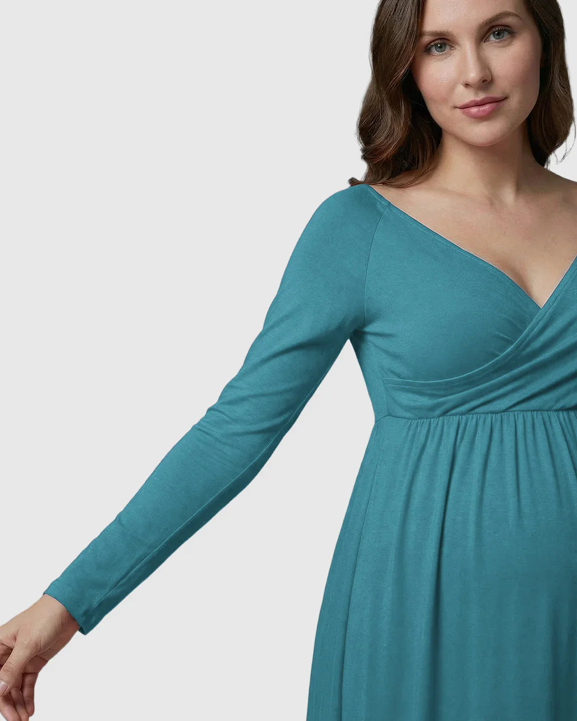 Bump Society – The Comfort Collection: Long-Sleeve Full Train Maternity Maxi Dress