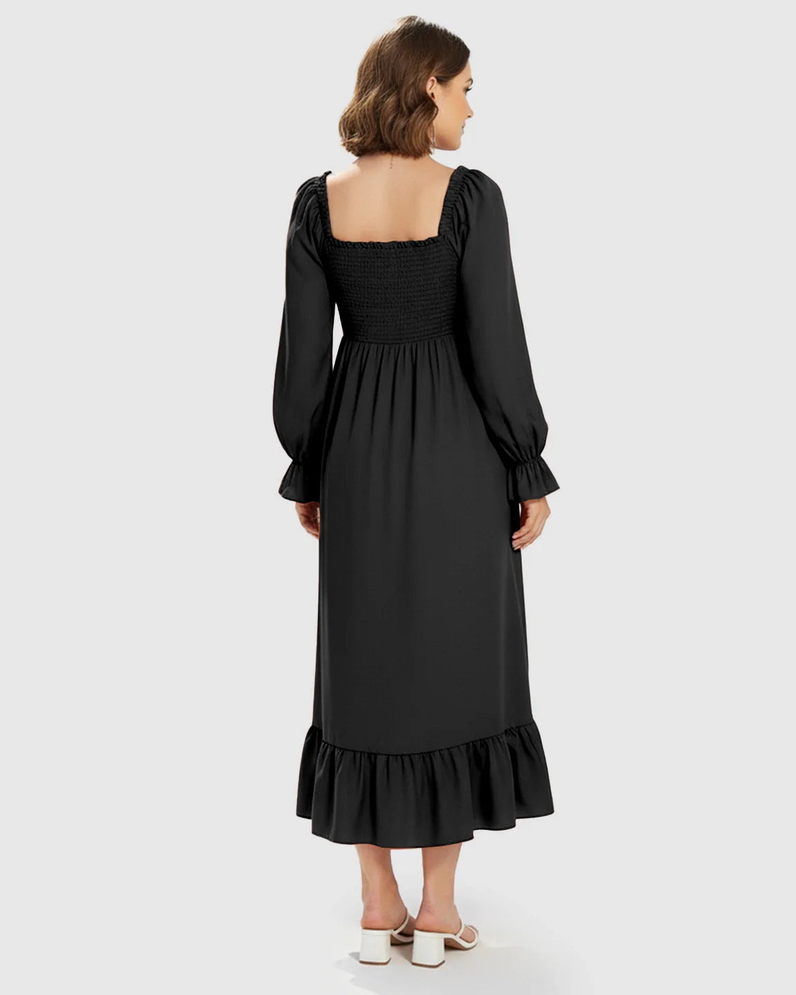 Bump Society – The Comfort Collection: Bishop Sleeves Retro Elegant Maternity Maxi Dress