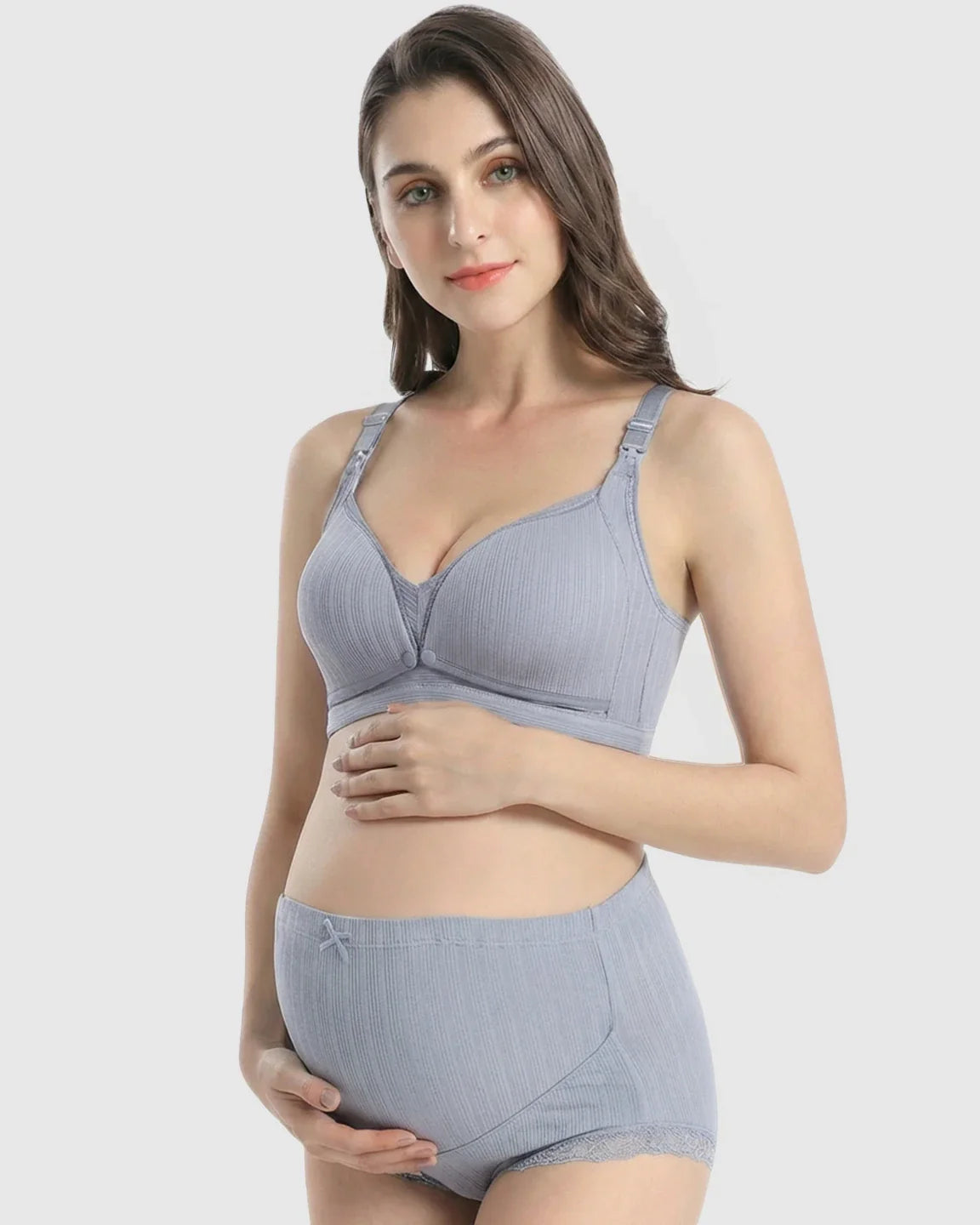 Bump Society – The Nursing Collection: Wire-Free Breathable High-Waist Maternity Nursing Bra & Panty Set