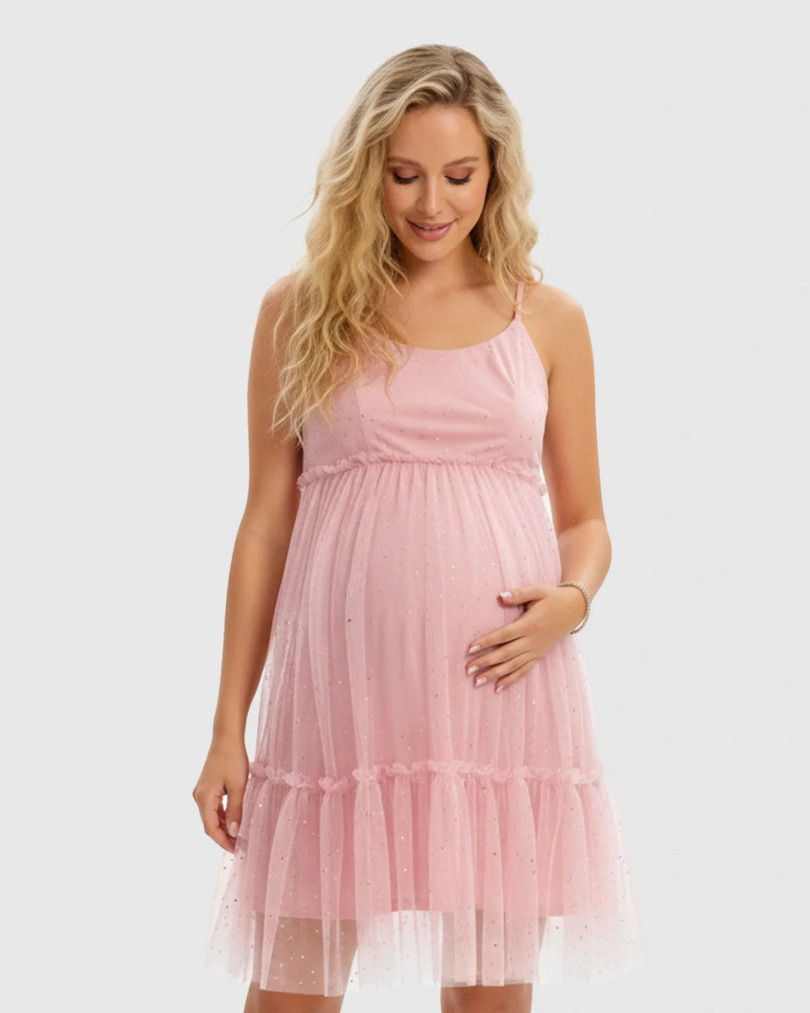 Bump Society – The Comfort Collection: Spaghetti Strap Tulle Cake Skirt Maternity Dress
