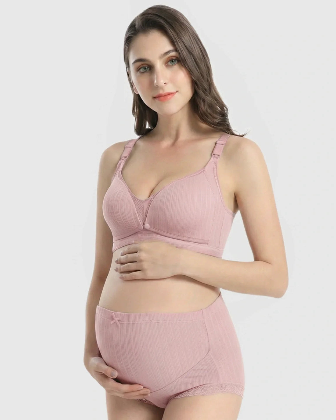 Bump Society – The Nursing Collection: Wire-Free Breathable High-Waist Maternity Nursing Bra & Panty Set