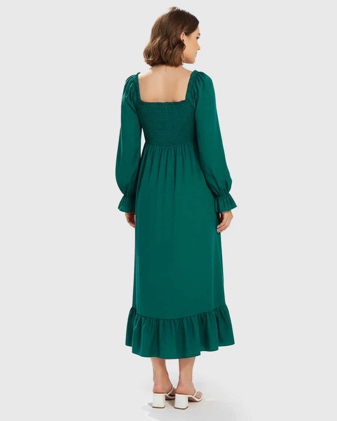Bump Society – The Comfort Collection: Bishop Sleeves Retro Elegant Maternity Maxi Dress