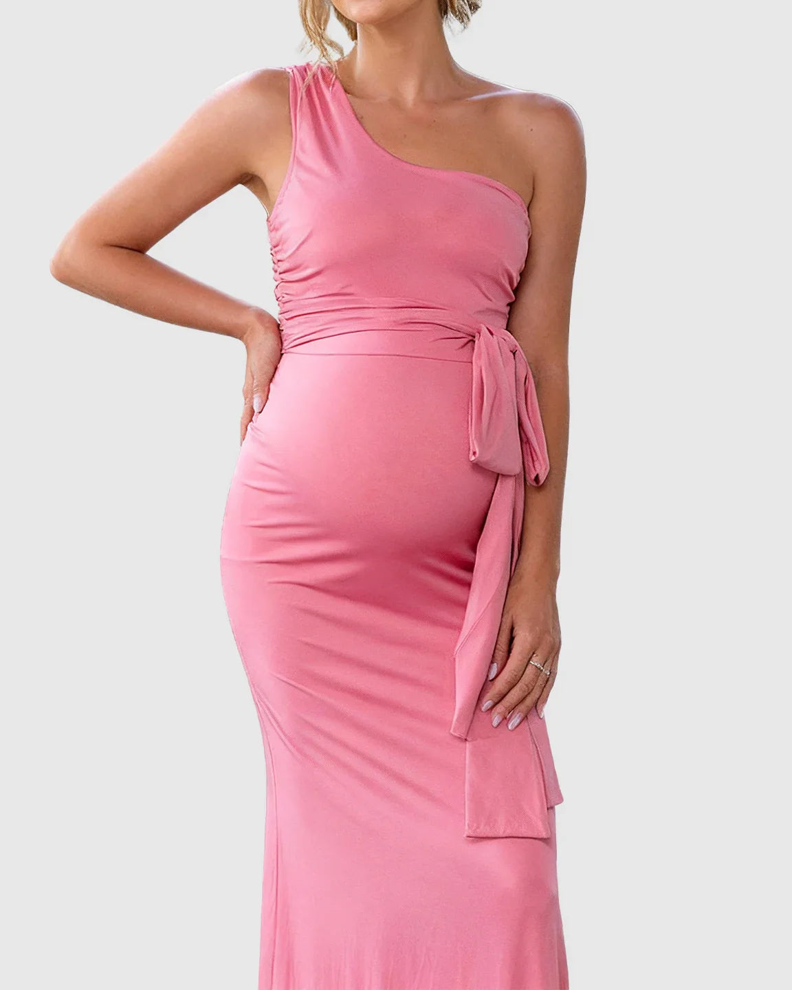 Bump Society – The Comfort Collection: Adjustable Tie Waist Fitted Bodice Maternity Maxi Dress