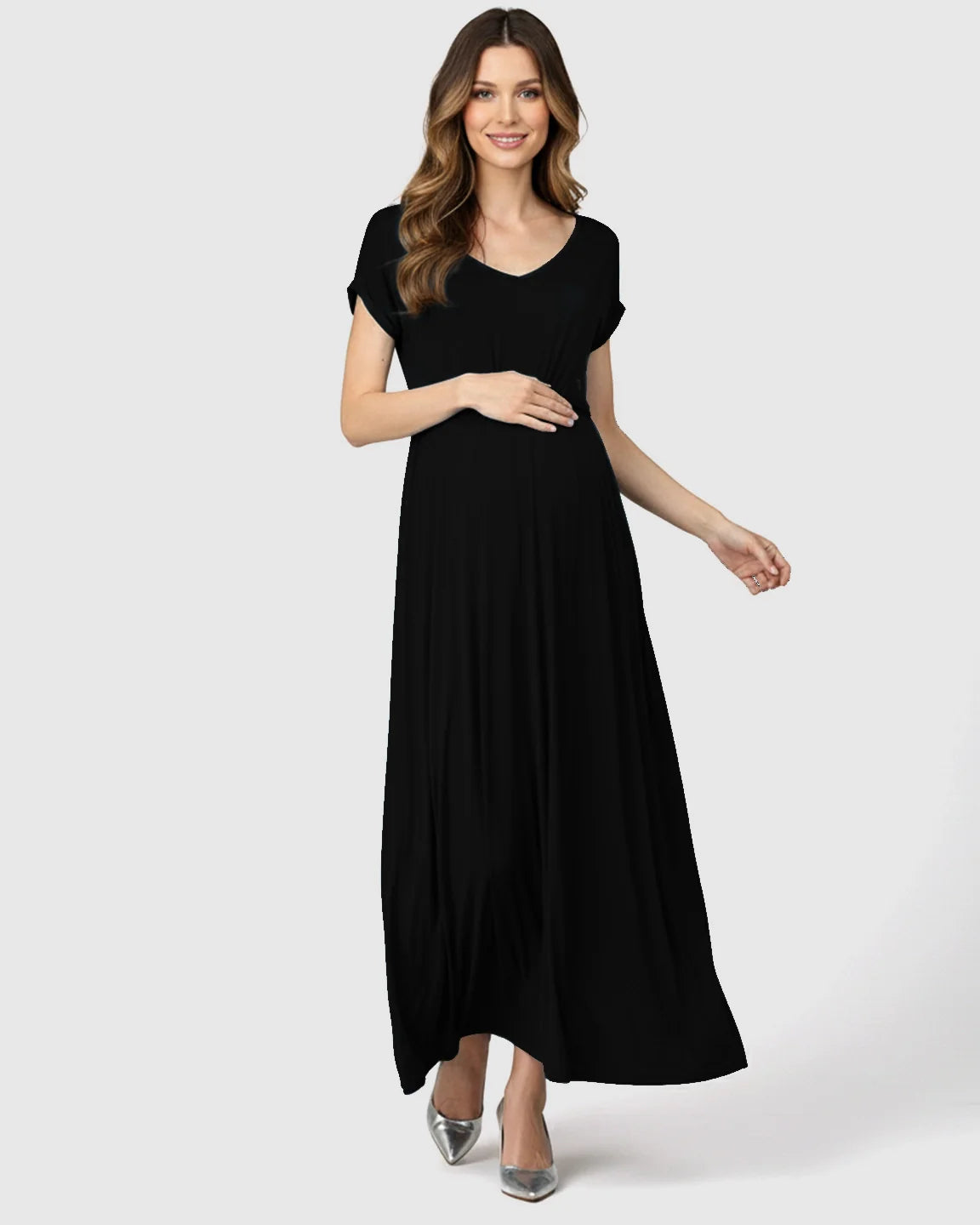 Bump Society – The Comfort Collection: Empire Waist Flowy Maternity Maxi Dress