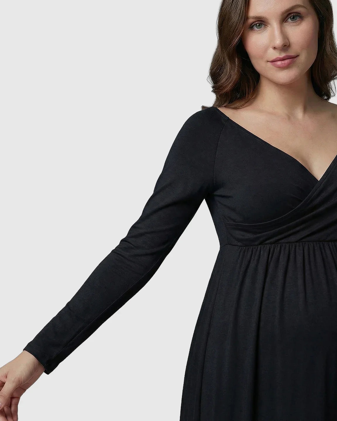 Bump Society – The Comfort Collection: Long-Sleeve Full Train Maternity Maxi Dress