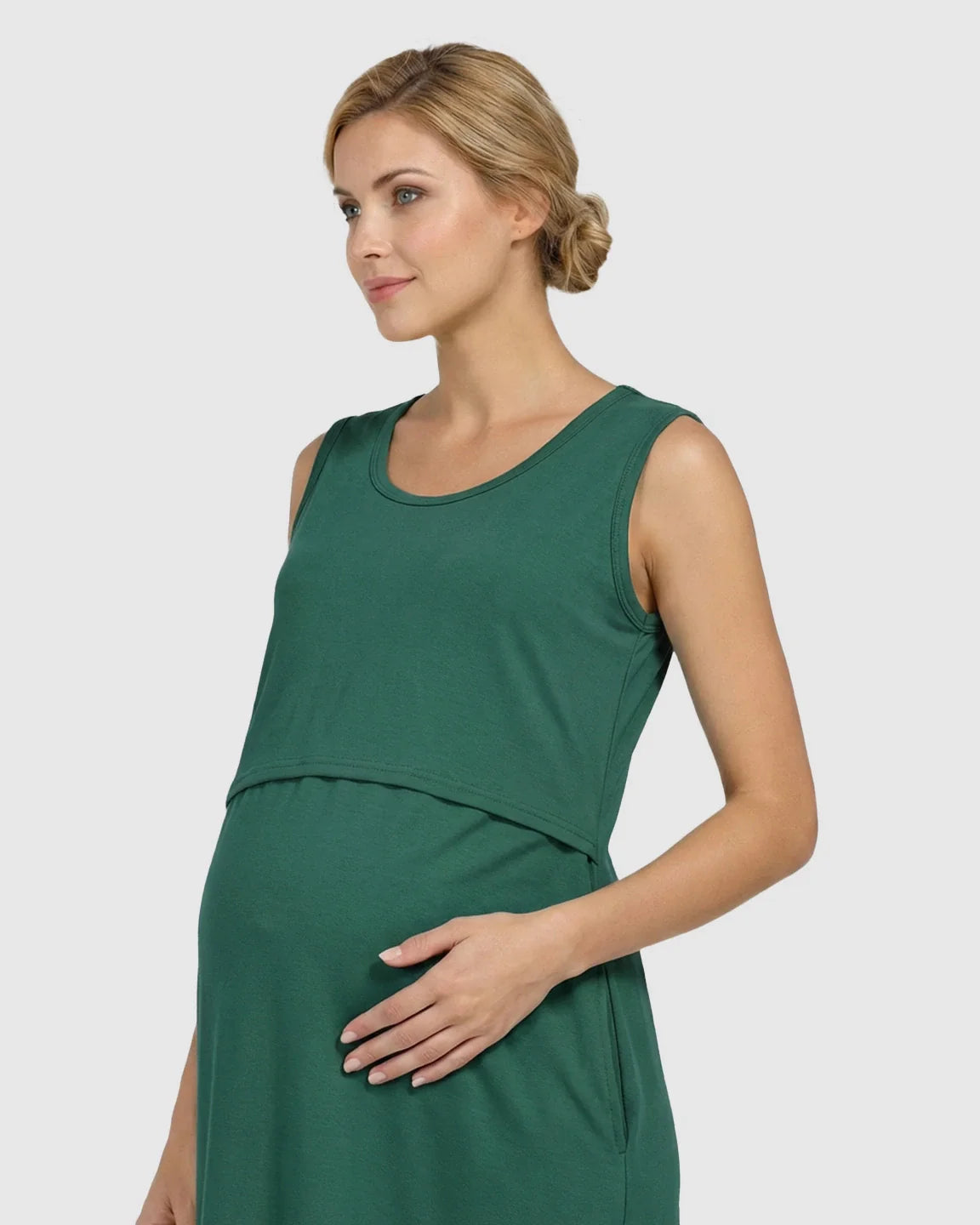 Bump Society – The Nursing Collection: Sleeveless High-Waisted Maternity & Nursing Dress