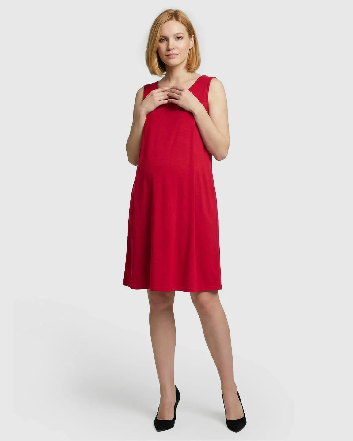 Bump Society – The Nursing Collection: Discreet Nursing Opening Casual Maternity Midi Dress