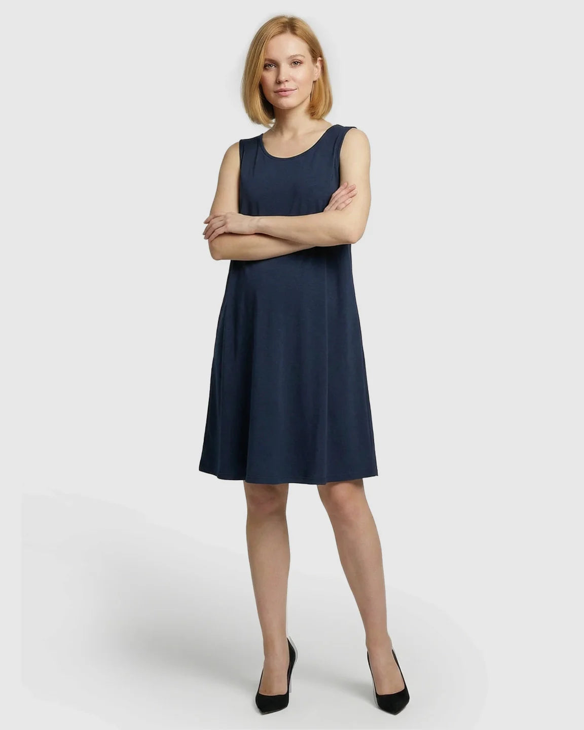 Bump Society – The Nursing Collection: Discreet Nursing Opening Casual Maternity Midi Dress