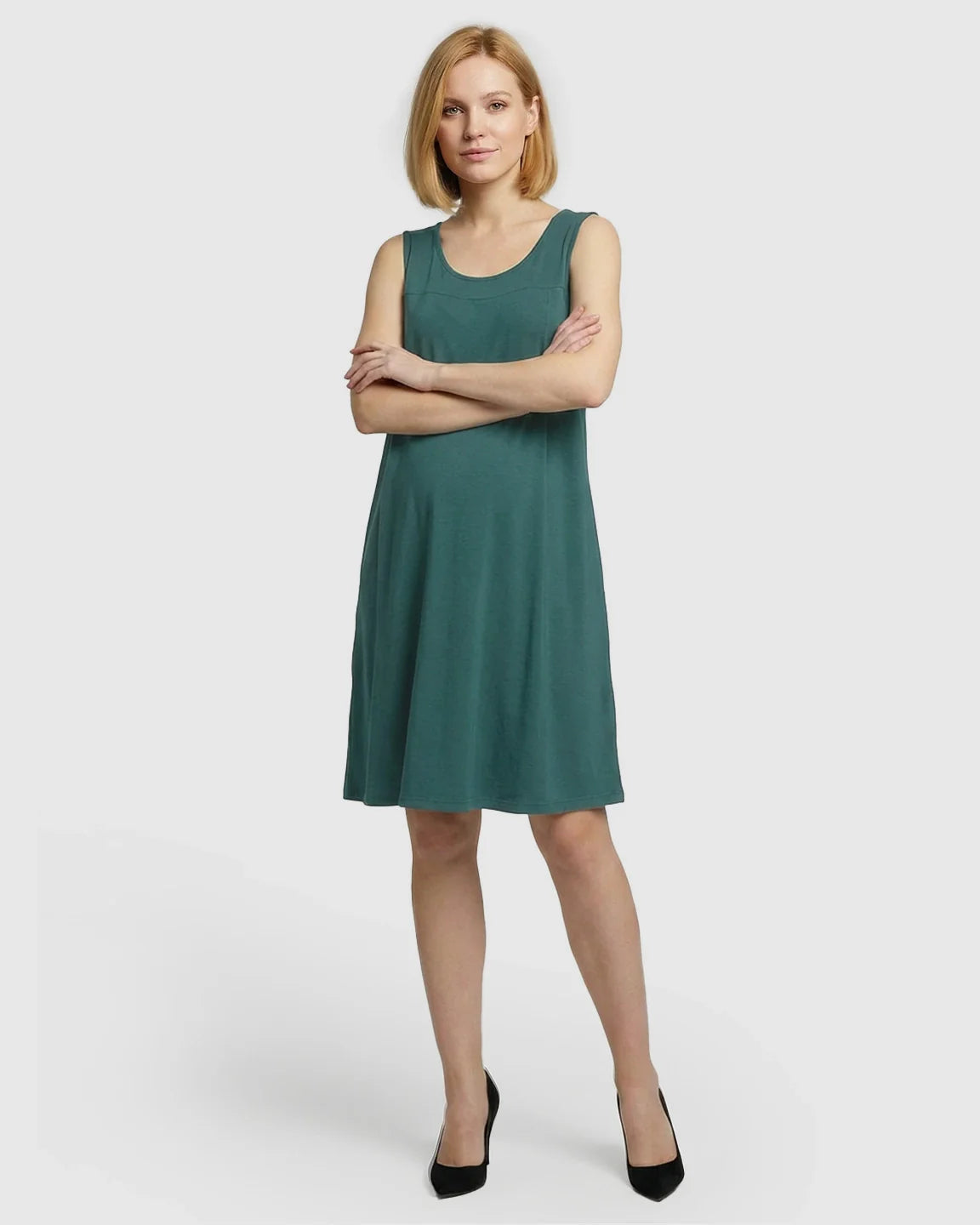 Bump Society – The Nursing Collection: Discreet Nursing Opening Casual Maternity Midi Dress