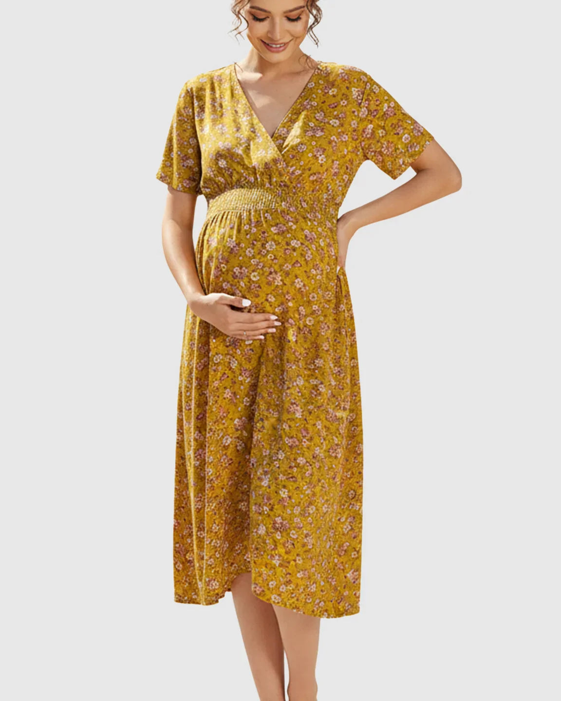 Bump Society – The Comfort Collection: Smocked-Waist A-Line Maternity Dress