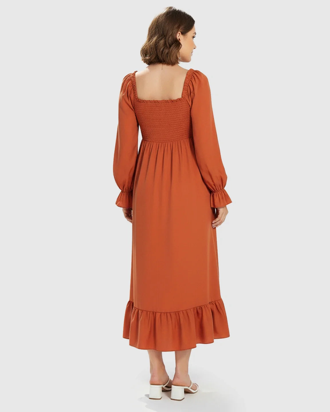 Bump Society – The Comfort Collection: Bishop Sleeves Retro Elegant Maternity Maxi Dress