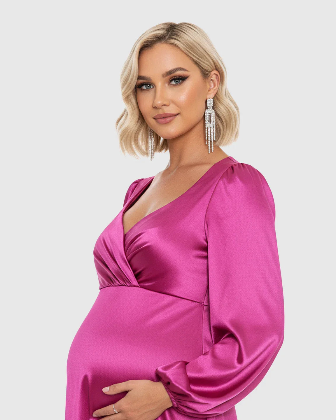 Bump Society – The Comfort Collection: Lantern Sleeves Flowy Maternity Maxi Dress