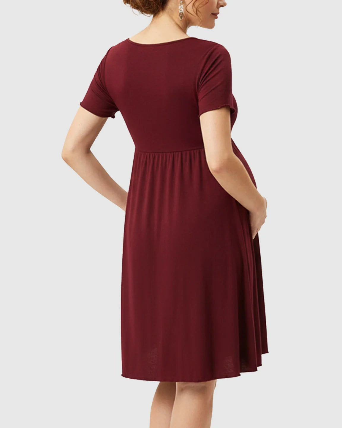 Bump Society – The Comfort Collection: Lettuce Edge Hem Casual Maternity Mini Dress