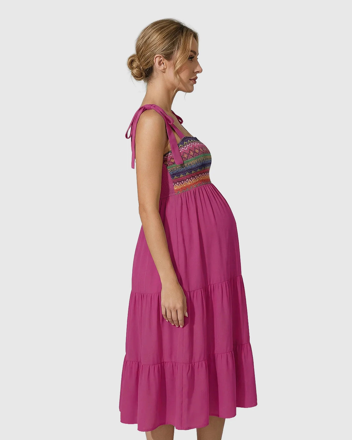 Bump Society – The Comfort Collection: Shoulder Tie-Strap A-line Maternity Midi Dress