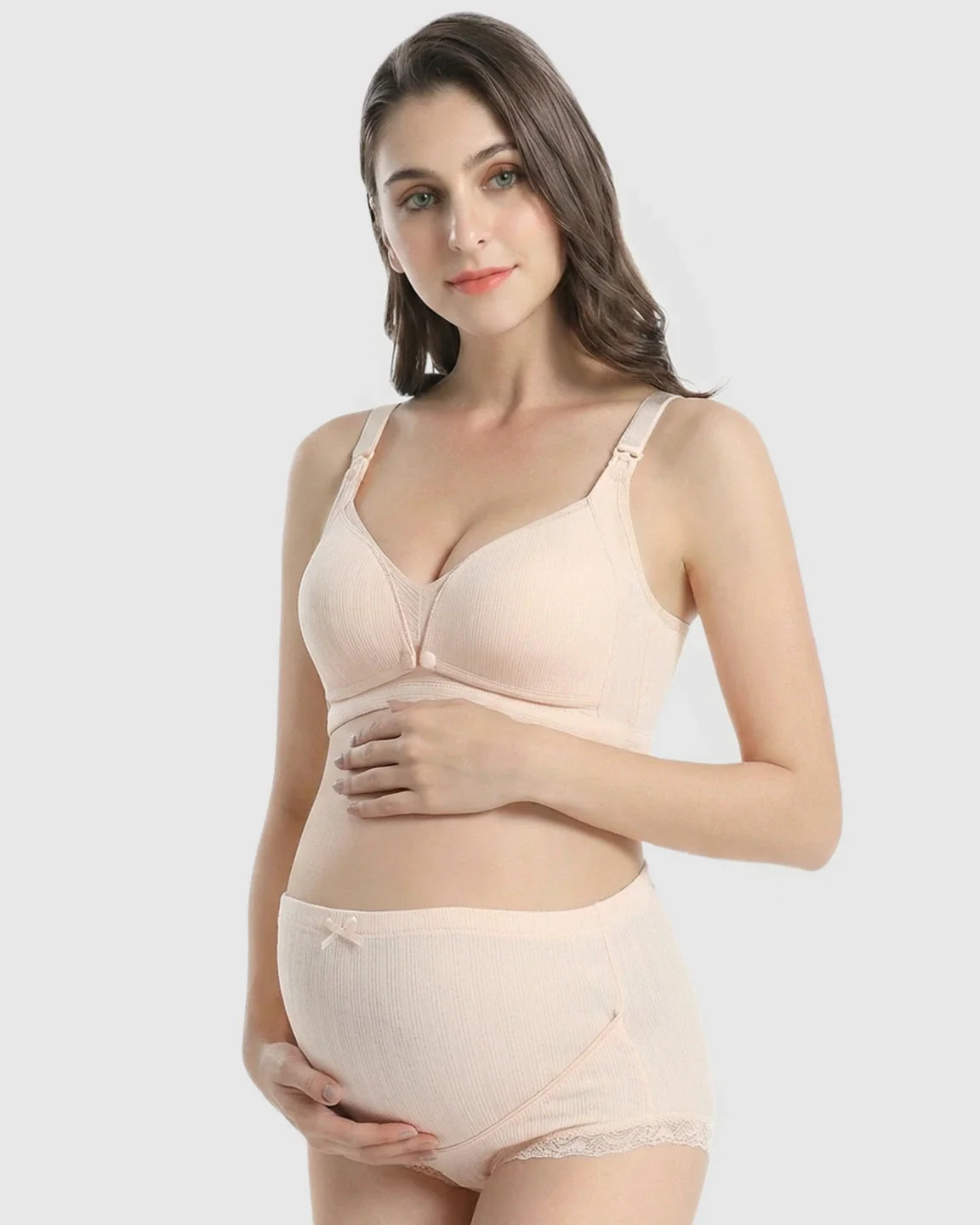 Bump Society – The Nursing Collection: Wire-Free Breathable High-Waist Maternity Nursing Bra & Panty Set