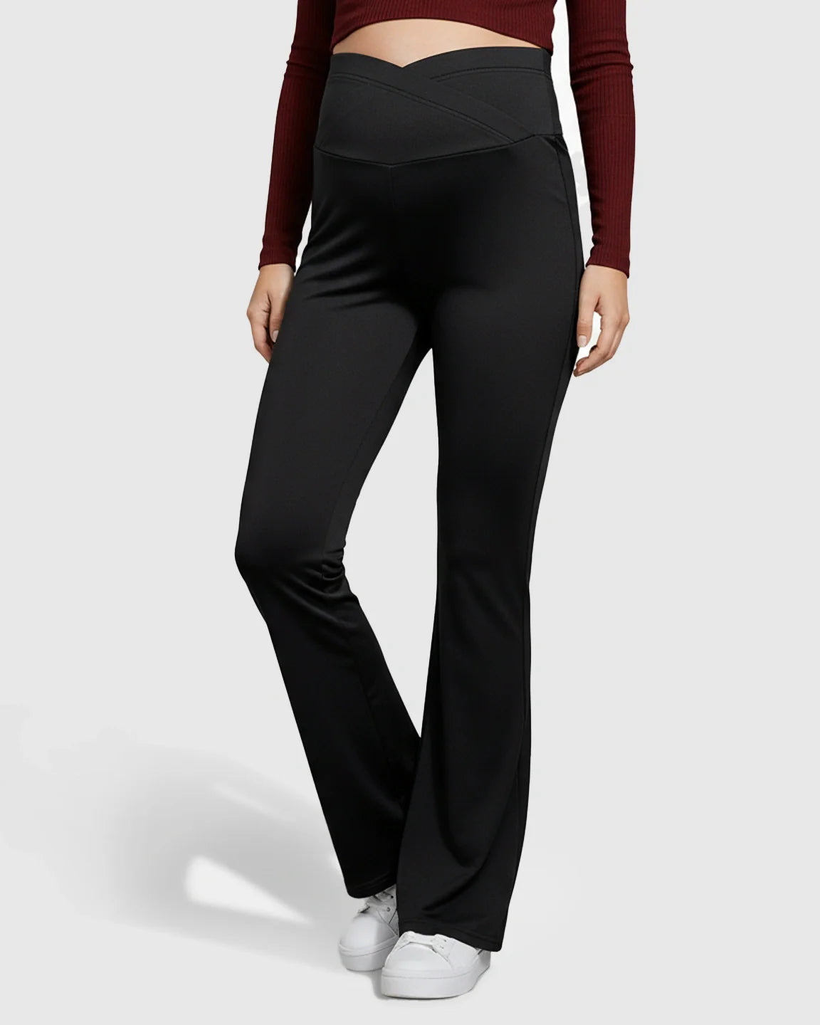 Bump Society – The Comfort Collection: Crossover Waist Flared Maternity Pants