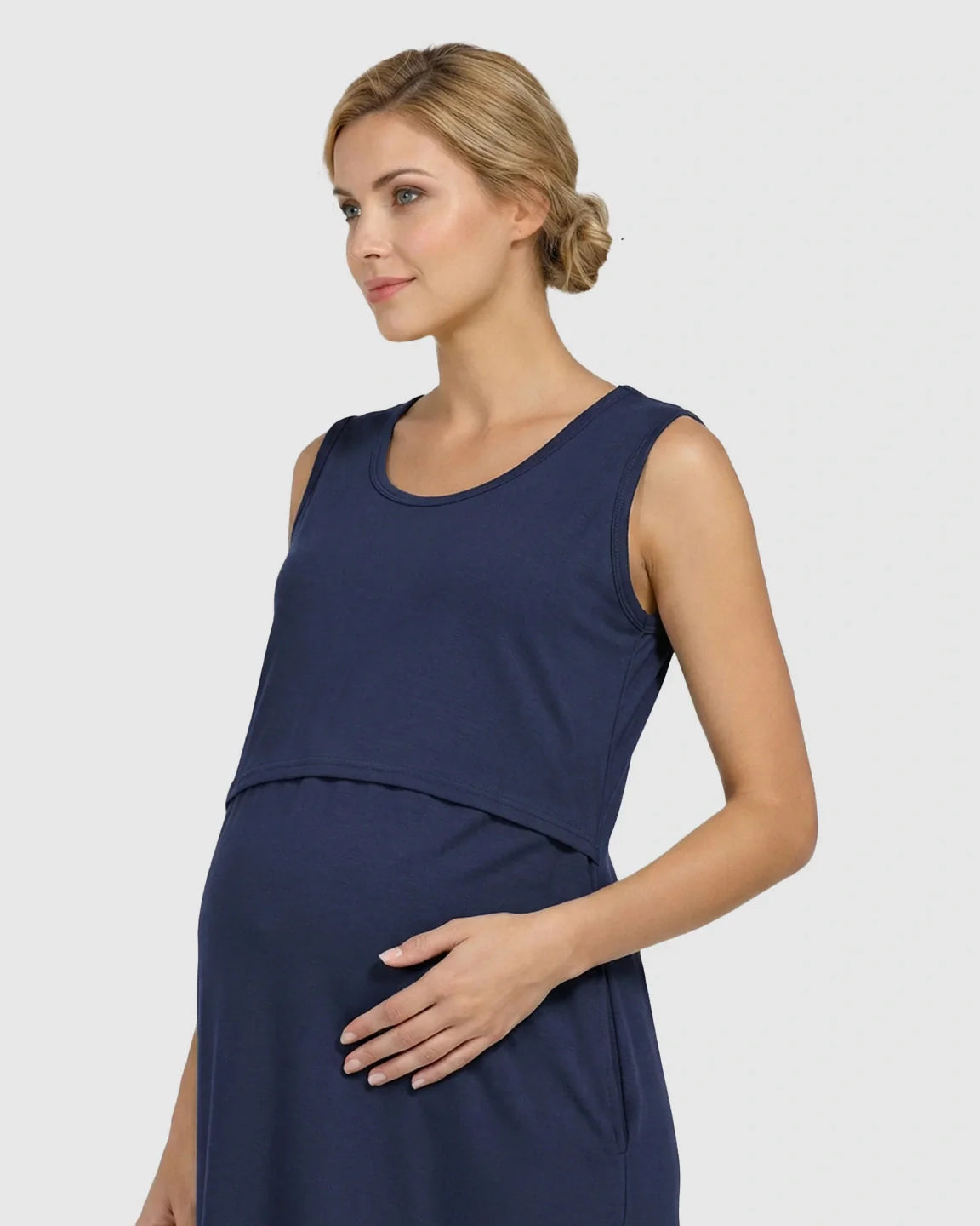 Bump Society – The Nursing Collection: Sleeveless High-Waisted Maternity & Nursing Dress