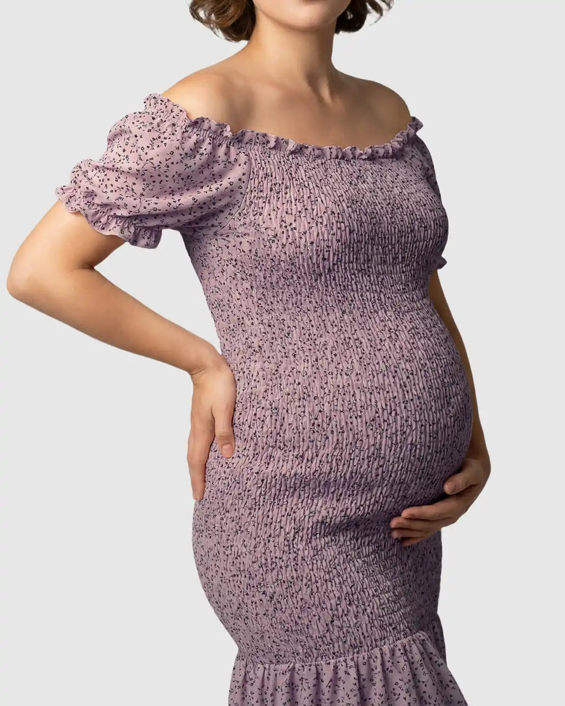 Bump Society – The Comfort Collection: Off-Shoulder Fishtail Maternity Photoshoot Dress