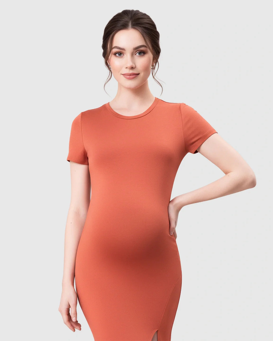 Bump Society – The Comfort Collection: Side-Slit Bodycon Maternity Maxi Dress