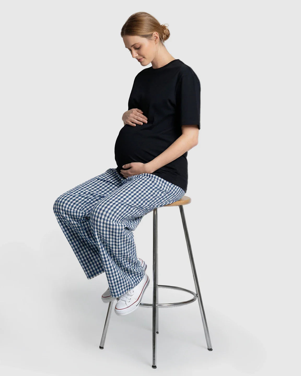 Bump Society – The Comfort Collection: Plaid Print Wide Leg Maternity Trousers