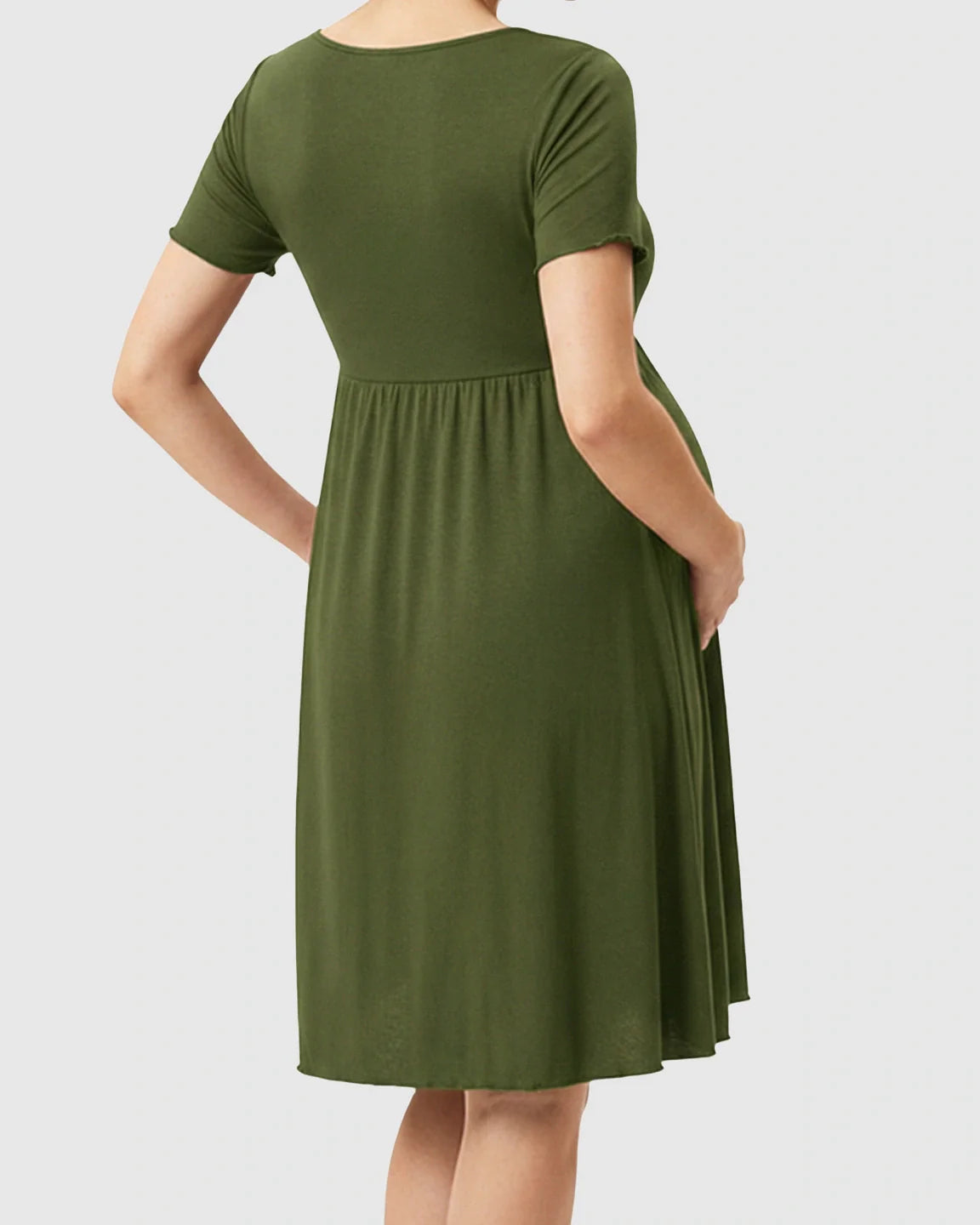 Bump Society – The Comfort Collection: Lettuce Edge Hem Casual Maternity Mini Dress