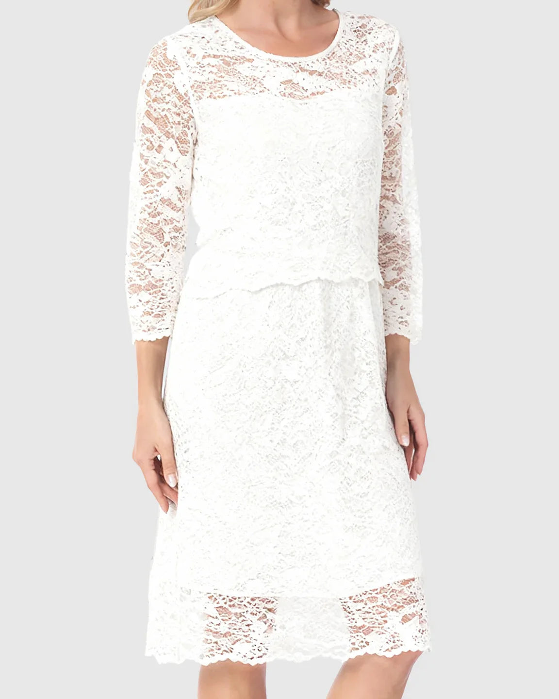 Bump Society – The Nursing Collection: Mid-length Lace Sleeves Maternity & Nursing Dress