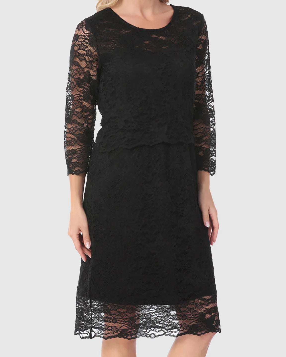 Bump Society – The Nursing Collection: Mid-length Lace Sleeves Maternity & Nursing Dress
