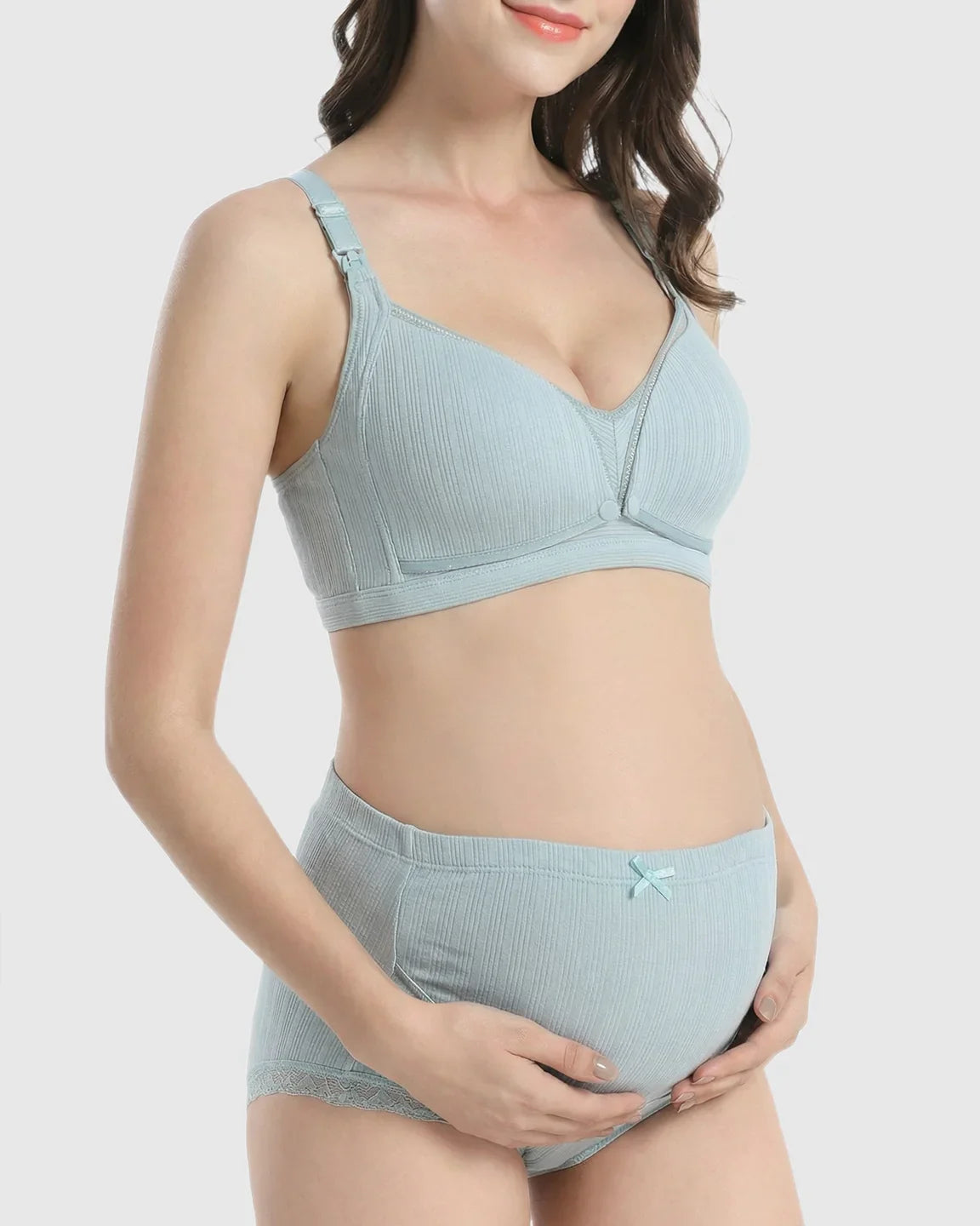Bump Society – The Nursing Collection: Wire-Free Breathable High-Waist Maternity Nursing Bra & Panty Set